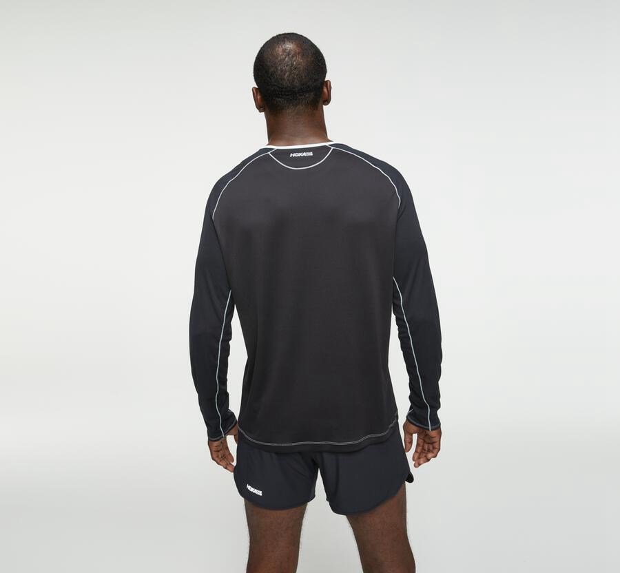 Top Hoka One One Hombre Azules/Negros - Performance Long Sleeve - UFQH89647